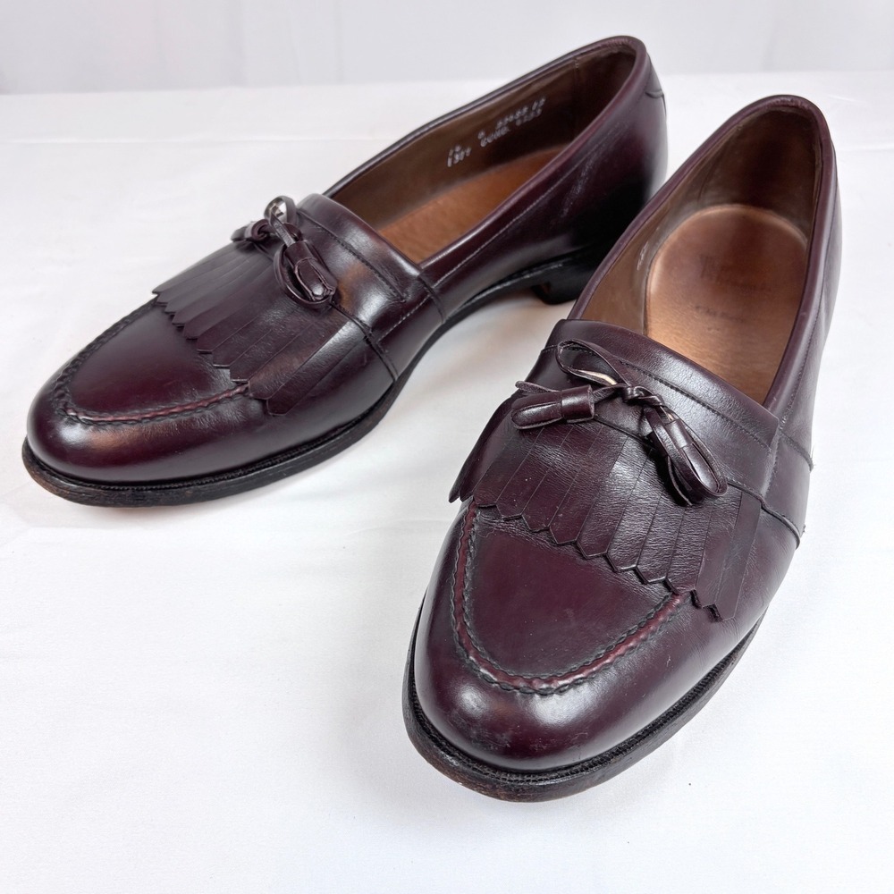 Allen Edmonds Chelsea Mens 14 B Burgundy Leather Kiltie Tassel Loafers 1379